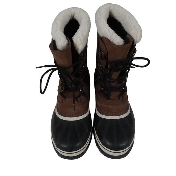 Sorel Caribou Waterproof Burno Leather Winter Boot Removable Lining Men\'s 12